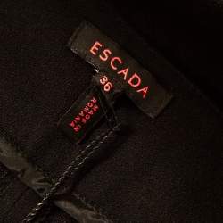 Pre Owned Escada Black Stretch Wool Crepe High Waist Straight Leg Trousers M
