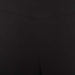 Pre Owned Escada Black Stretch Wool Crepe High Waist Straight Leg Trousers M