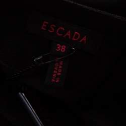 Pre Owned Escada Black Stretch Wool Crepe High Waist Straight Leg Trousers M