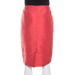Pre Owned Escada Burnt Orange Silk Pencil Skirt M