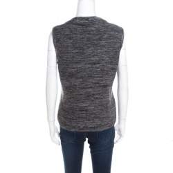 Escada Marled Grey Wool Blend Sleeveless Scoop Neck Sweater Top L