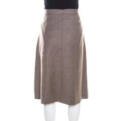 Escada Pine Brown Wool Tailored Rubla A Line Skirt L