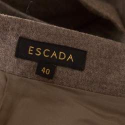 Escada Pine Brown Wool Tailored Rubla A Line Skirt L