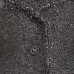 Pre Owned Escada Grey Wool Tinsel Trim Tailored Blazer M