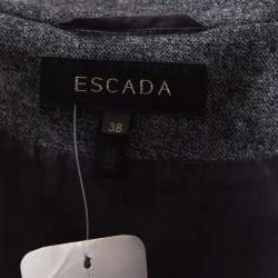 Pre Owned Escada Grey Wool Tinsel Trim Tailored Blazer M