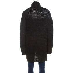 Escada Green Mohair Blend Shawl Lapel Long Cardigan M