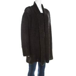 Escada Green Mohair Blend Shawl Lapel Long Cardigan M