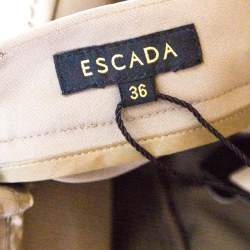 Pre Owned Escada Tobacco Brown Stretch Knit Topstitch Detail Tjersti Skinny Pants M