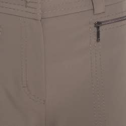 Pre Owned Escada Tobacco Brown Stretch Knit Topstitch Detail Tjersti Skinny Pants M