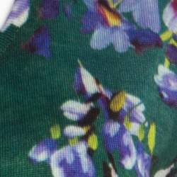 Escada Green Digital Floral Print Silk Wool Sleeveless Top M