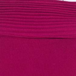 Escada Magenta Pink Rib Knit Off Shoulder Sleeveless Top M