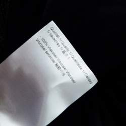 Pre Owned Escada Navy Blue Striped Foil Print Jersey Draped One Shoulder Eyline Dress L