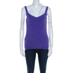 Escada Purple Angora Rib Knit Silk Lined Fuzzy Tank Top L