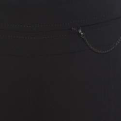 Escada Black Stretch Wool Crepe High Waist Slit Detail Trousers L