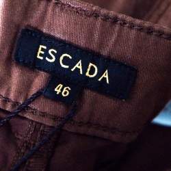 Pre Owned Escada Brown Coated Stretch Denim Straight Leg Jeans XL