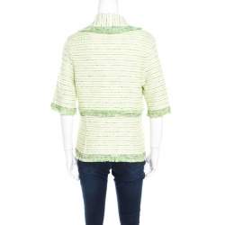 Pre Owned Escada Green Cotton Blend Tweed Boucle Jacket M