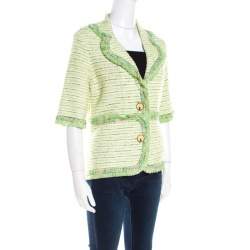 Pre Owned Escada Green Cotton Blend Tweed Boucle Jacket M