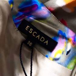 Escada Multicolor Fantasy Print Silk Inverted Pleat Front Dress M
