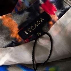 Escada Multicolor Fantasy Print Silk Inverted Pleat Front Dress M