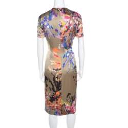 Escada Multicolor Fantasy Print Silk Inverted Pleat Front Dress M