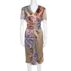 Escada Multicolor Fantasy Print Silk Inverted Pleat Front Dress M