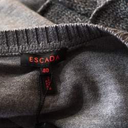 Escada Grey Wool and Mohair Ruffled Sleeve Detail Button Front Cardigan L