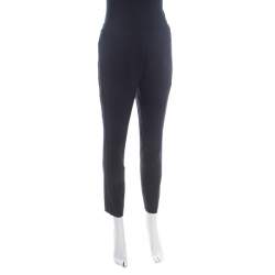 Escada Navy Blue Stretch Wool Crepe High Waist Cropped Tsava Trousers S