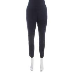 Escada Navy Blue Stretch Wool Crepe High Waist Cropped Tsava Trousers S