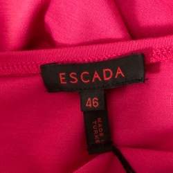 Pre Owned Escada Hot Pink Jersey Paneled Twist Band Detail Scoop Neck Top XXL