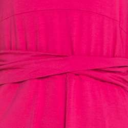 Pre Owned Escada Hot Pink Jersey Paneled Twist Band Detail Scoop Neck Top XXL