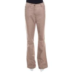 Escada Savannah Brown Coated Stretch Denim Flared Jeans M 