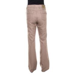 Escada Savannah Brown Coated Stretch Denim Flared Jeans M 