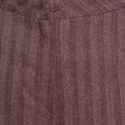 Escada Burgundy Herringbone Weave Wool and Silk High Waist Pants XL