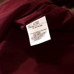 Escada Burgundy Herringbone Weave Wool and Silk High Waist Pants XL