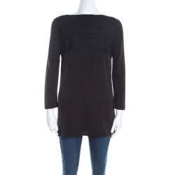 Escada Black Knit Lace Trim Long Sleeve Emana Tunic S