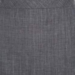 Escada Grey Linen and Wool Blend Front Slit Detail Pencil Skirt L 