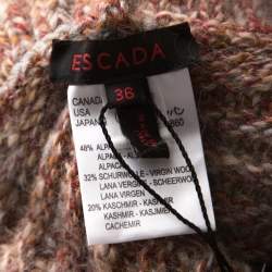 Pre Owned Escada Multicolor Chunky Knit Alpaca Blend Turtleneck Cape M