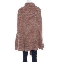 Pre Owned Escada Multicolor Chunky Knit Alpaca Blend Turtleneck Cape M