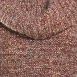Pre Owned Escada Multicolor Chunky Knit Alpaca Blend Turtleneck Cape M