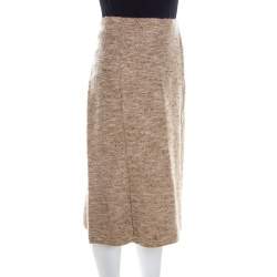 Escada Beige Wool Tweed Paneled A Line Skirt L