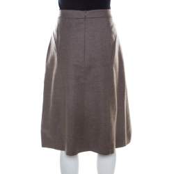 Escada Pine Brown Wool Tailored Rubla A Line Skirt M