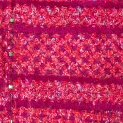 Pre Owned Escada Pink and Purple Wool Blend Tweed Blazer L