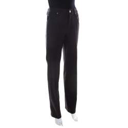 Escada Charcoal Grey Wool High Rise Straight Leg Tessa Trousers M