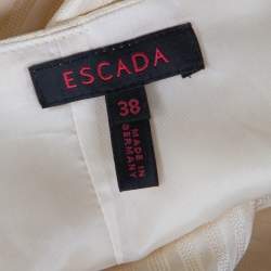 Pre Owned Escada Buttercream Paneled Stripe Print Silk Pencil Skirt M