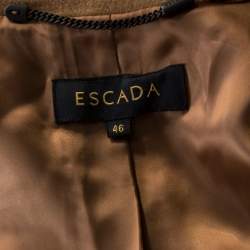 Escada Beige Wool Waterfall Lapel Mid Length Coat XL 