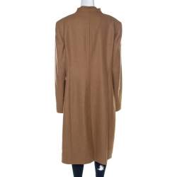 Escada Beige Wool Waterfall Lapel Mid Length Coat XL 