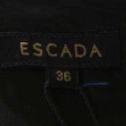 Escada Black and Brown Floral Printed Silk and Wool Blend A Line Dress M 