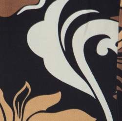 Escada Black and Brown Floral Printed Silk and Wool Blend A Line Dress M 