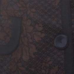 Escada Black and Brown Lace Button Front Jacket L 