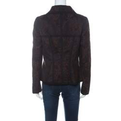 Escada Black and Brown Lace Button Front Jacket L 